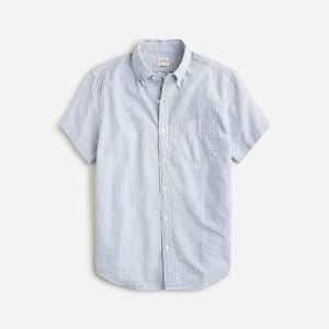 J.Crew Men's Blue Seersucker Shirt - M